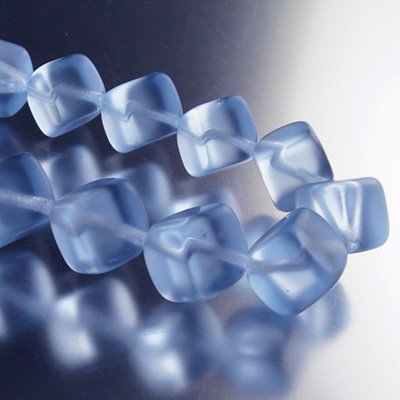 Glass - 8mm Dancing Cube - Light Sapphire Matte (strand 25)