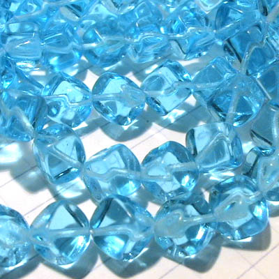 Glass - 8mm Dancing Cube - Aqua (strand 25)