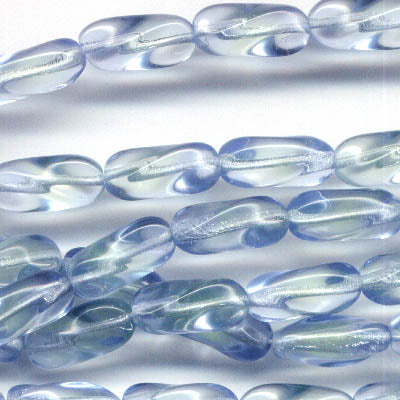 Twisted Rectangle - 7x13mm - Blue Green Peacock (10)