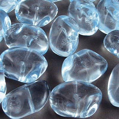 Glass - 12x18mm Potato Nugget - Pale Water Blue (5)