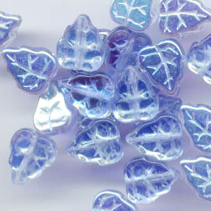 Glass Bead Vertical Triangle Leaf - 8x10mm - Light Sapphire AB (10)
