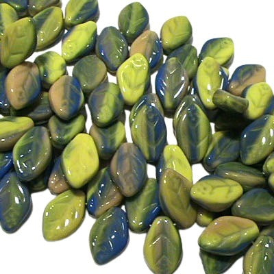 Glass Bead Leaf - 7x12mm - French Provencal (25)