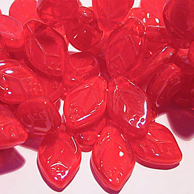 Glass Bead Leaf - 7x12mm - Red Opal (25)