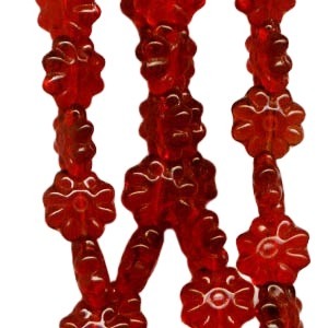 Glass Bead Glass Daisy - 9mm - Siam Ruby (10)