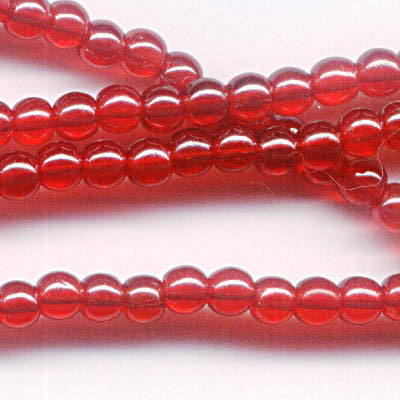 Glass Beads Round - 4mm - Siam Ruby Lustre (strand)