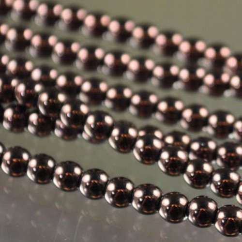 Glass Beads Round - 4mm - Metallic Dark Bronze (strand)