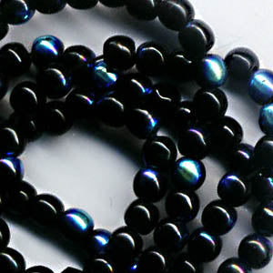 Glass Beads Round - 4mm - Opaque Jet AB (strand)