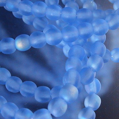 Glass Beads Round - 4mm - Matte Sapphire AB (strand)