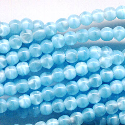 Glass Beads Round - 4mm - Pastel Swirl - Aqua (strand)