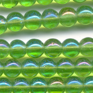 Glass Beads Round - 6mm - Peridot AB (strand)