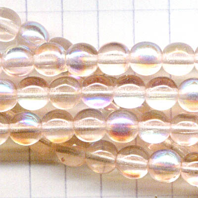 Glass Beads Round - 6mm - Rosaline AB (strand)