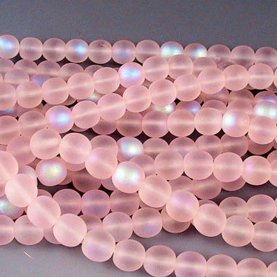Glass Beads Round - 6mm - Rosaline Matte AB (strand 30)