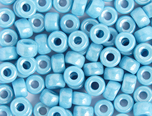 Crow Beads - 9mm - Light Blue Luster (100pcs)
