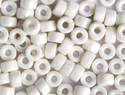 Crow Beads - 9mm - Opaque White Luster (100pcs)
