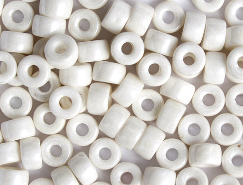Crow Beads - 9mm - Opaque White Luster (100pcs)