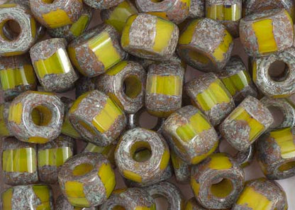 Cut Crow Beads - 9mm - Yellow Picasso (100pcs)