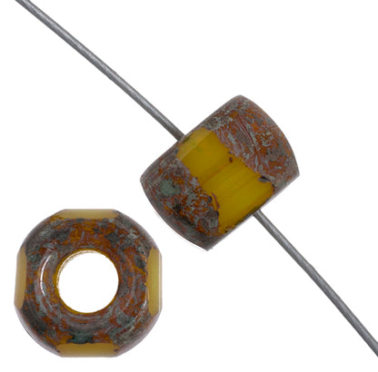 Cut Crow Beads - 9mm - Yellow Picasso (100pcs)