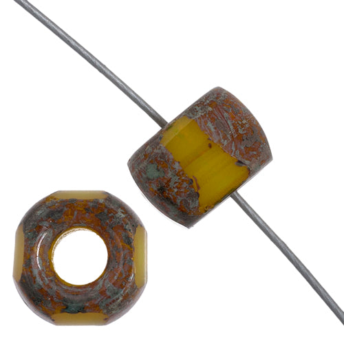 Cut Crow Beads - 9mm - Yellow Picasso (100pcs)