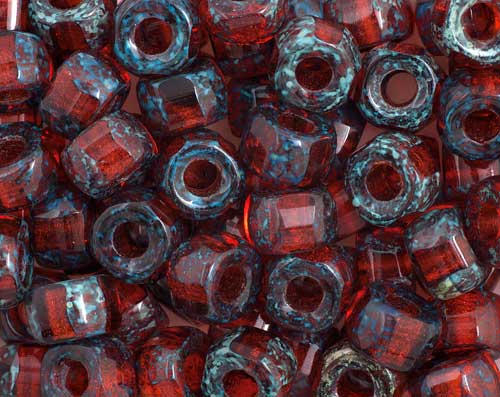 Cut Crow Beads - 9mm - Ruby Picasso (100pcs)