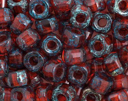 Cut Crow Beads - 9mm - Ruby Picasso (100pcs)