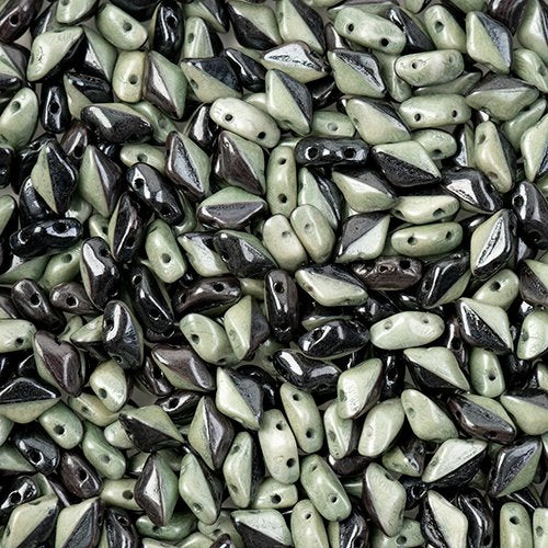 GemDuo - Black/White Opaque Green Luster (50g)