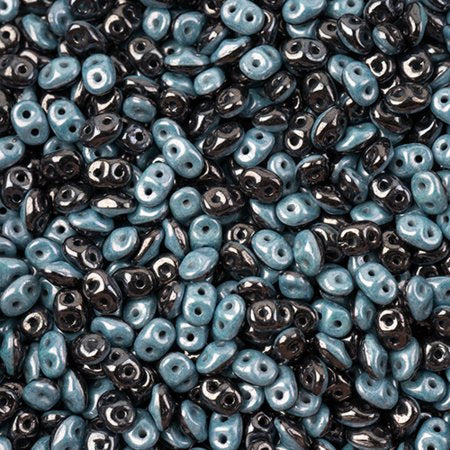 Superduos - Black/White Opaque Blue Luster