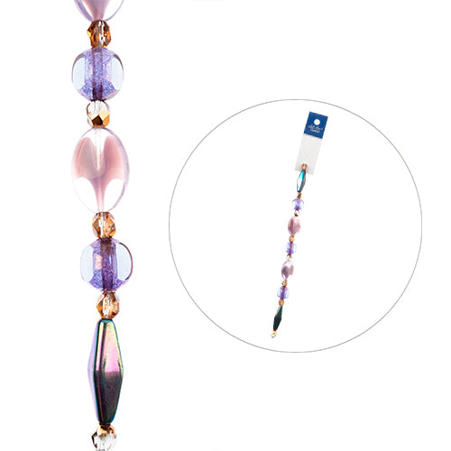 Czech Glass Beads - Assorted Shapes and Sizes - Lavender Fields (7in Strand)