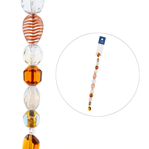 Czech Glass Beads - Assorted Shapes and Sizes - Coral Sunset (7in Strand)