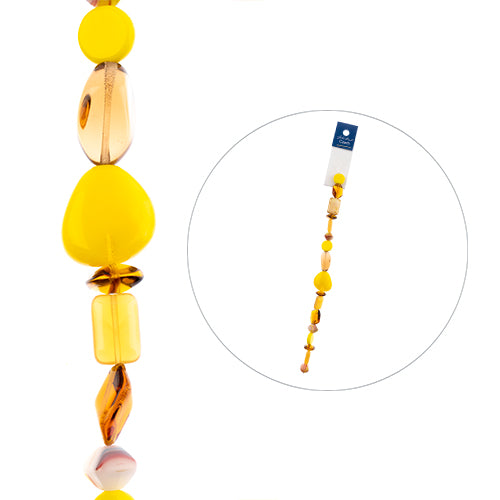 Czech Glass Beads - Assorted Shapes and Sizes - Sunshine (7in Strand)