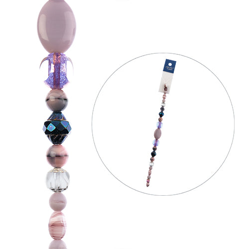 Czech Glass Beads - Assorted Shapes and Sizes - Pleasantly Purple (7in Strand)