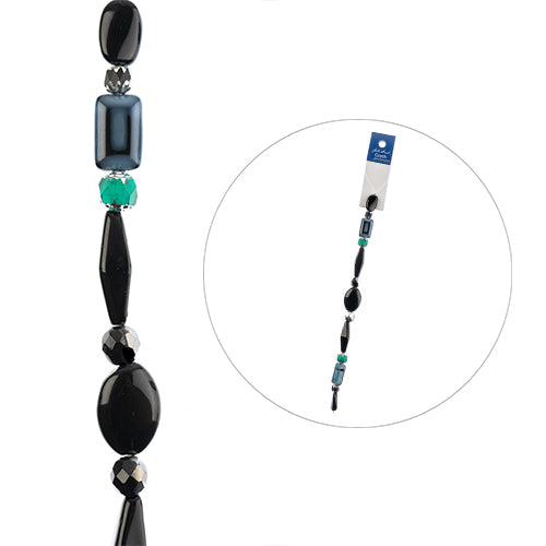 Czech Glass Beads - Assorted Shapes and Sizes - Elegant Night (7in Strand)