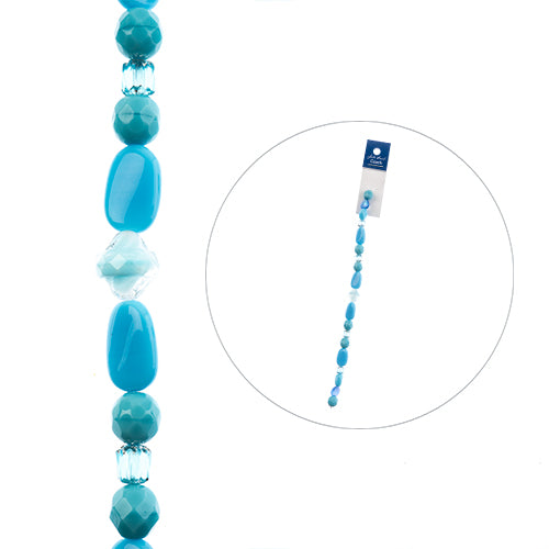 Czech Glass Beads - Assorted Shapes and Sizes - Sea (7in Strand)