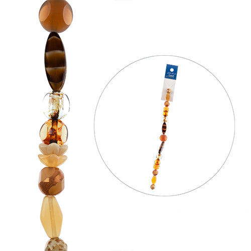 Czech Glass Beads - Assorted Shapes and Sizes - Sunny Afternoon (7in Strand)