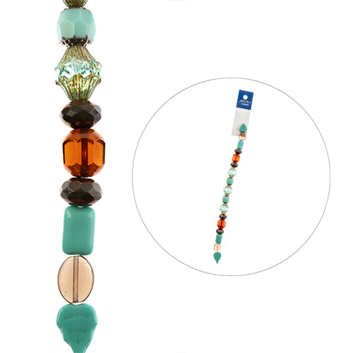 Czech Glass Beads - Assorted Shapes and Sizes - Into the Woods (7in Strand)