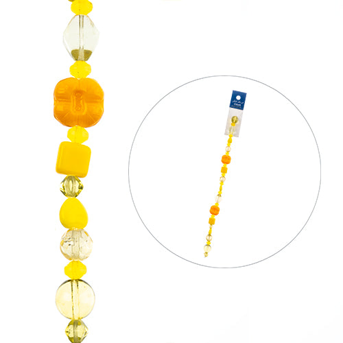 Czech Glass Beads - Assorted Shapes and Sizes - Lemon Tart (7in Strand)