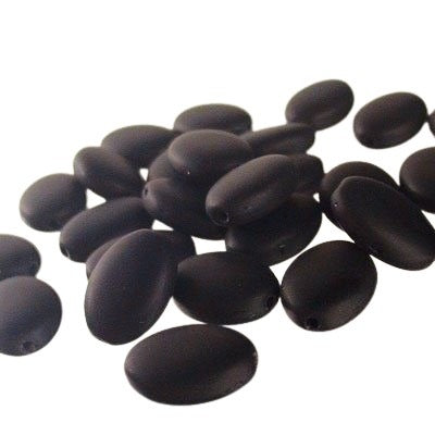 Glass - 9x12mm - Oval - Matte Jet (15)