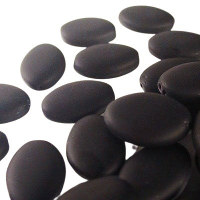 Glass - 12x16mm - Oval - Matte Jet (15)