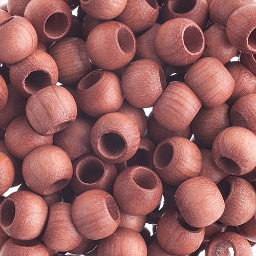 Large Hole Wood Beads - 8x6.5mm Round - Light Brown (500)