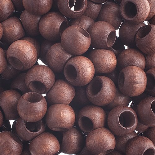Large Hole Wood Beads - 8x6.5mm Round - Dark Brown (500)
