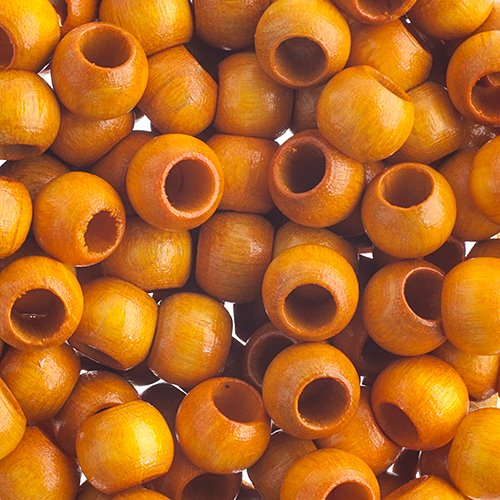 Large Hole Wood Beads - 8x6.5mm Round - Yellow (500)