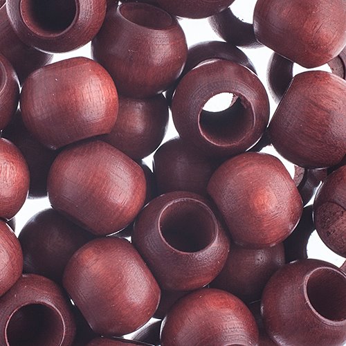 Large Hole Wood Beads - 12x9.8mm Round - Mahogany (250)