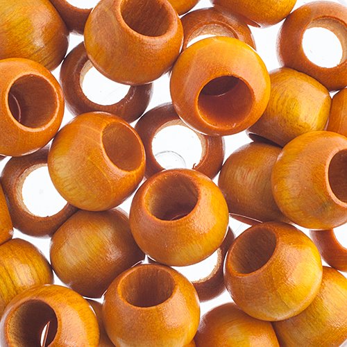Large Hole Wood Beads - 12x9.8mm Round - Yellow (250)