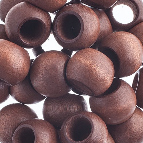 Large Hole Wood Beads - 14x11mm Round - Dark Brown (100)