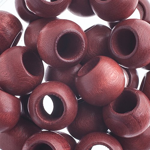 Large Hole Wood Beads - 14x11mm Round - Mahogany (100)