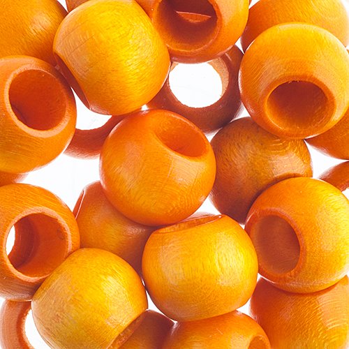 Large Hole Wood Beads - 14x11mm Round - Yellow (100)