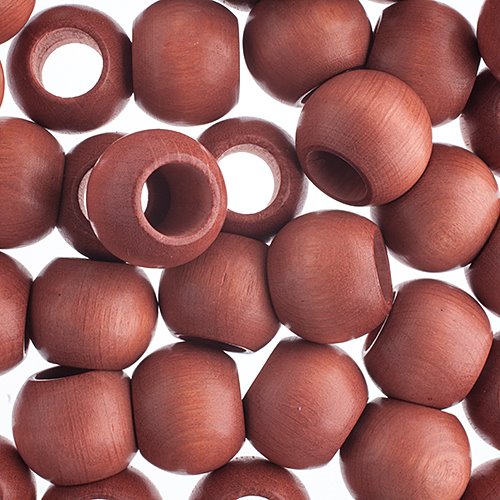 Large Hole Wood Beads - 20x16mm Round - Light Brown (50)