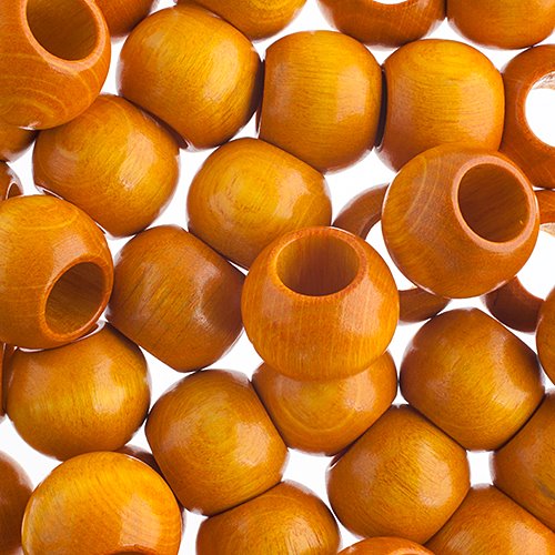Large Hole Wood Beads - 20x16mm Round - Yellow (50)