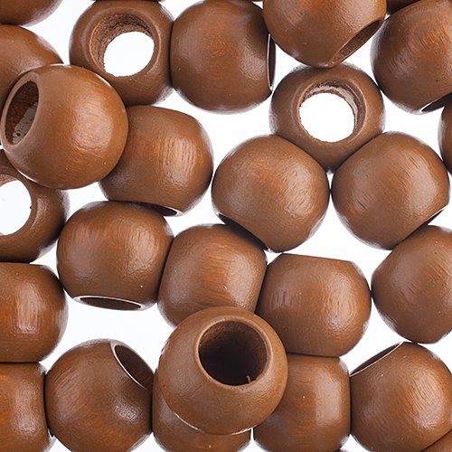 Large Hole Wood Beads - 20x16mm Round - Coffee (50)