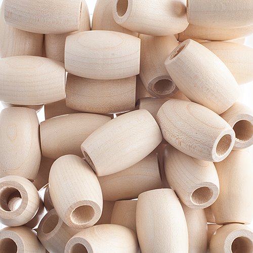 Large Hole Wood Beads - 22x33mm Oval - Natural (50)