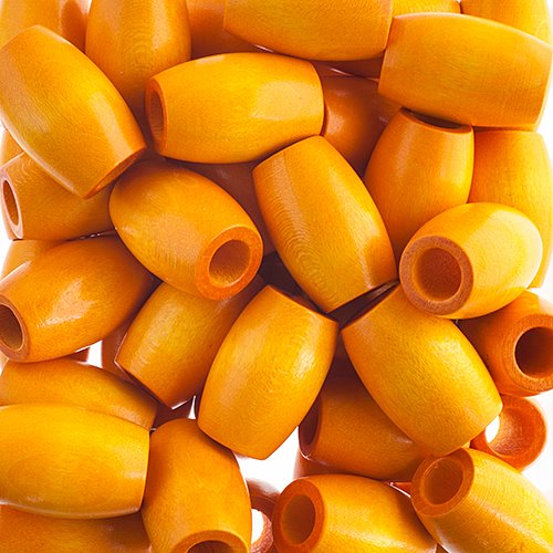 Large Hole Wood Beads - 22x33mm Oval - Yellow (50)
